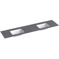Darbo paviršius su kriaukle Kame Universal HPL 200cm Dvigubas su Easy Clean sifonu (2vnt) Juoda mėnulio