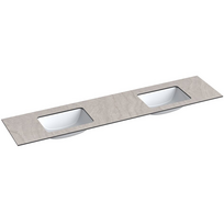 Darbo paviršius su kriaukle Kame Universal HPL 200cm Dvigubas su Easy Clean sifonu (2vnt) Pilkas mėnulis