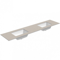 Darbo paviršius su kriaukle Kame Universal HPL 200cm Dvigubas su Easy Clean sifonu (2vnt) Smėlio akmuo