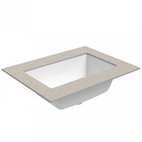 Darbo paviršius su kriaukle Kame Universal HPL 60cm su Easy Clean sifonu Smėlio akmuo