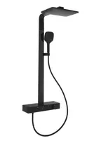 Dušo sistema Villeroy & Boch Infinity Showers, su termostatu, Cool Tap, Easy Switch, Easy Clean, su rankine dušo, 36x24 cm, pagrindinė duša 2 režimai, rankinė duša 3 režimai, matinė juoda, TVS110004000K5