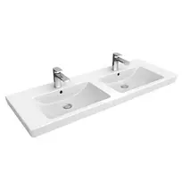 Villeroy & Boch Subway 2.0, Dviguba praustuvė su perpildymu ir dviem angomis, Ceramicplus, 130x47 cm, balta, 7175D0R1