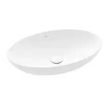 Vonios kriauklė ant paviršiaus Villeroy & Boch Loop & Friends, su perpildymu, CeramicPlus, TitanCeram, be maišytuvo angos, 62x42x12 cm, Balta 4A4800RW