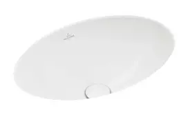Vonios kambario praustuvas Villeroy & Boch Loop & Friends, montuojamas ant paviršiaus, iš TitanCeram, CeramicPlus, skersmuo 42 cm, grafitas, 4A4601i4