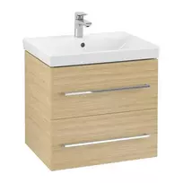 Vonios spintelė Villeroy & Boch Avento, (be kriauklės), su SoftClosing stalčiais, 58x51x45 cm, 2 stalčiai, Crystal Grey, A88900B1
