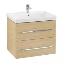 Vonios spintelė Villeroy & Boch Avento, (be kriauklės), MDF su akrilo paviršiumi, 63x51x45 cm, 2 stalčiai su SoftClose Nordic Oak, chromas, A89000VJ