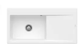 Virtuvinė kriauklė Villeroy & Boch Subway Style 60, keraminė su CeramicPlus, su rankiniu valdymu, su perpildymu, 100x51 cm, gylis 220 mm, Balta 336201RW