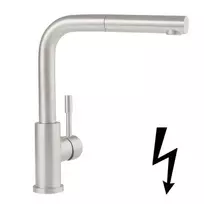 Virtuvinis maišytuvas Villeroy & Boch Steel Shower, su ištraukiamu antgaliu, aukštis 305 mm, 360° sukimosi, nerūdijantis plienas, 969711LC