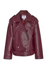 NOISY MAY - Nmpaulina Oversize Biker Jacket Noos - Odinis švarkelis - Burgundiška splava