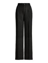 Lauren Ralph Lauren - Chalk-Stripe Linen Canvas Wide-Leg Pant - Plačios kelnės - Juoda
