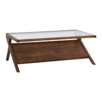 Natūralios spalvos kavos staliukas su stikliniu stalviršiu 70x112 cm Yuki – Light & Living