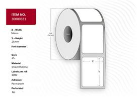 Capture Label 56x25 - Core 25. White.  Top-coated. DT. Permanent.