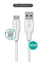 eSTUFF INFINITE (GRS) USB-C to USB-A  Cable 1m White. Recycled
