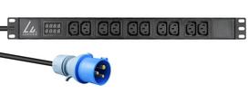 Lanview 19"" rack mount power strip,  1U, 16A with 10 x C13 socket,