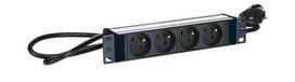 Lanview POWER STRIP 10"" -  4WAY -  ALUMINIUM FINISH - 2M CABLE