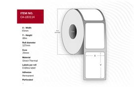 Capture Label 55x89 meters, Core 25.  Thermal print. Thermo top.