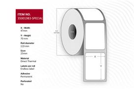 Capture Label 47 x 70 - Core 25.  White. Eco. DT. Permanent.  1
