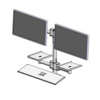 Ergonomic Solutions Wall mounted pole with dual  VESA and Printer -BLACK-