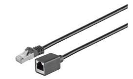 MicroConnect F/UTP CAT6 Extension cable 1m with mounting flange Black