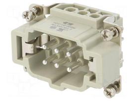 Connector: HDC | male | HE | PIN: 6 | 6+PE | size 3 | 16A | 500V | 0.5÷2.5mm2