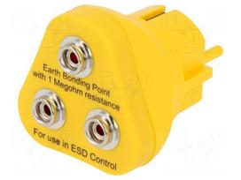 Earthing plug | ESD | Features: three10mm male press studs | 1MΩ