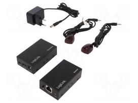 HDMI extender | DC socket,HDMI socket,RJ45 socket | 60m | black