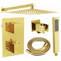 Mexen Cube DR02 paslėptas dušo komplektas su 25 cm lietaus dušu, auksinis - 77502DR0225-50
