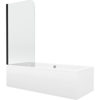 Mexen Cube stačiakampė vonia 170 x 80 cm su apdaila ir 1-stumdomu 70 cm ekranu, skaidri, juoda - 550517080X9007017000