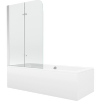 Mexen Cube stačiakampė vonia 170 x 80 cm su apdaila ir dviejų dalių 80 cm sienele, permatoma, chromuota