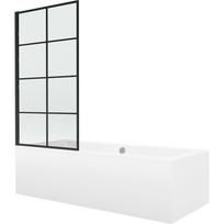 Mexen Cube stačiakampė vonia 170 x 80 cm su apdaila ir 1 durų sienele 70 cm, juodas raštas - 550517080X9307007077