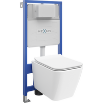 Mexen Cube potinkinis WC rinkinys, Fenix Slim rėmas su WC dubeniu ir lėtai nuleidžiama dangtimi, baltas blizgus - 61030924000