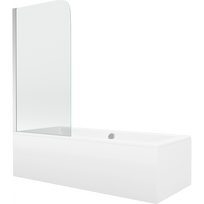 Mexen Cube stačiakampė vonia 180 x 80 cm su apdaila ir 1-dalies 80 cm ekranu, permatoma, chromuota - 550518080X9008010100