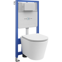 Mexen Rico paslėptas WC rėmas Fenix Slim su WC puodu ir lėtai nusileidžiančiu dangčiu, baltas matinis - 61030724001
