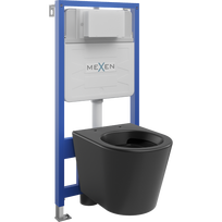 Mexen Rico WC potinkinis komplektas Fenix Slim su WC dubeniu, juodas matas - 6103372XX85