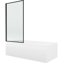 Mexen Cubik stačiakampė vonia 150 x 70 cm su apdaila ir vienos dalies pertvara 70 cm, juodas dizainas - 550315070X9307017070