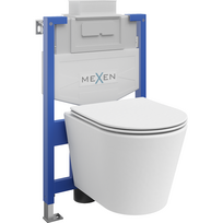 Mexen Rico paslėptas WC rėmo komplektas Fenix XS-U su WC dubeniu ir lėta nusileidžiančiu dangčiu, balta matinė spalva