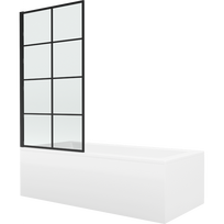 Mexen Cubik stačiakampė vonia 160 x 70 cm su apdaila ir 1 durų pertvara 70 cm, juodas raštas - 550316070X9307007077