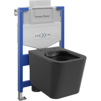 Mexen Teo paslėptas WC rinkinys su rėmu Fenix XS-U su WC dubeniu, juodas matinis - 6853385XX85