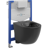 Mexen Lena potinkinis WC komplektas su rėmu Fenix XS-F ir WC puodu, juodas matinis - 6803322XX85