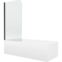 Mexen Vega stačiakampė vonia 150 x 70 cm su apdaila ir 1 sparno 70 cm sienele, permatoma, juoda - 550115070X9007017000