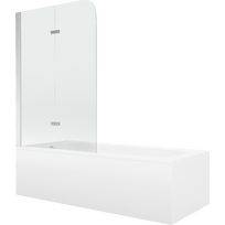 Mexen Vega stačiakampė vonia 150 x 70 cm su apdaila ir 2-dalių 80 cm pertvara, permatoma, chromuota - 550115070X9008020100