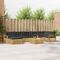 Lauko sofos komplektas su pagalve 8 pcs Balta ir antracito