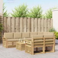 Lauko sofos komplektas 9 pcs Balta ir kreminė 59 x 59 x 37 cm