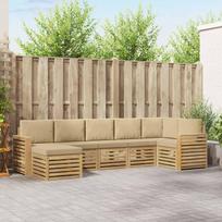 Lauko sofos komplektas 7 pcs Balta ir kreminė