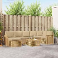 Lauko sofos komplektas 8 pcs Balta ir kreminė 59 x 59 x 37 cm