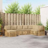 Lauko sofos komplektas 8 pcs Balta ir kreminė 308 x 190 x 73 cm