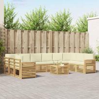 Lauko sofos komplektas 11 pcs Balta ir kreminė 59 x 59 x 37 cm