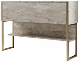 Konsolinis staliukas Kalune Design Luxe, aukso sp./travertine sp., 30 cm x 120 cm x 80 cm