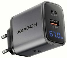 Telefono įkroviklis Axagon ACU-PQ67D, 1 x USB Type C, pilka sp., 67 W