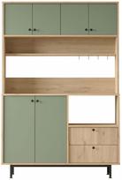Daugiafunkcinė virtuvės spinta Kalune Design RE5-SY, ąžuolo sp./žalia sp., 35.5 cm x 120 cm x 180 cm